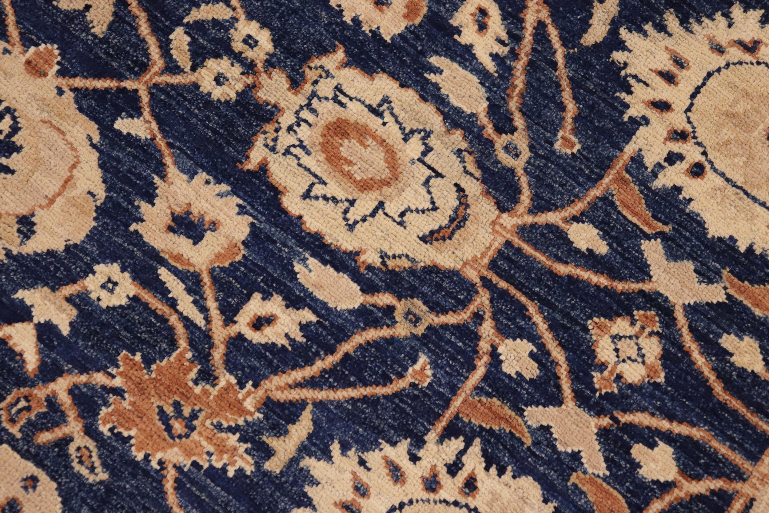 handmade Transitional Kafkaz Blue Dull Orange Hand Knotted RECTANGLE 100% WOOL area rug 9' x 12'