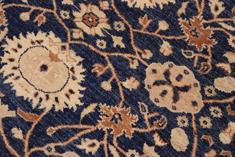 handmade Transitional Kafkaz Blue Dull Orange Hand Knotted RECTANGLE 100% WOOL area rug 9' x 12'