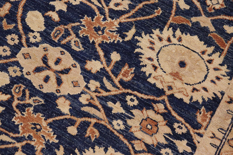 handmade Transitional Kafkaz Blue Dull Orange Hand Knotted RECTANGLE 100% WOOL area rug 9' x 12'