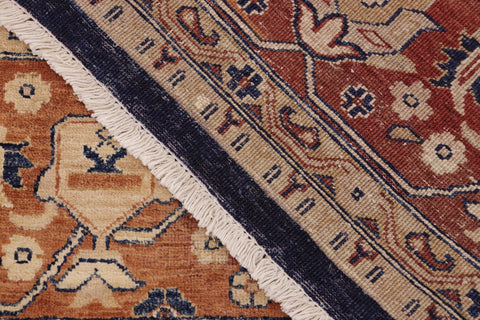 handmade Transitional Kafkaz Blue Dull Orange Hand Knotted RECTANGLE 100% WOOL area rug 9' x 12'