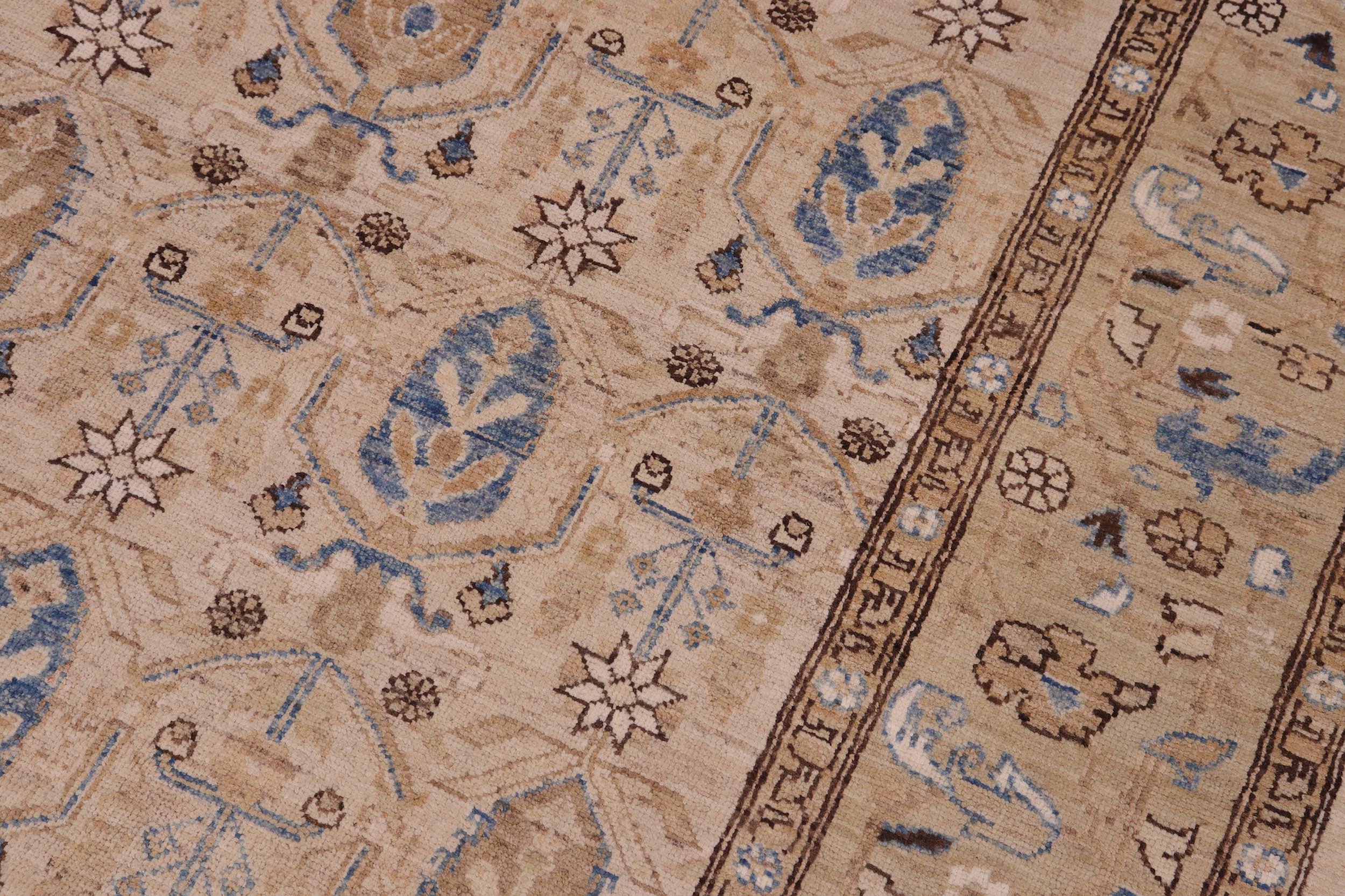 handmade Transitional Kafkaz Beige Tan Hand Knotted RECTANGLE 100% WOOL area rug 9' x 12'