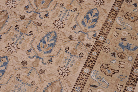handmade Transitional Kafkaz Beige Tan Hand Knotted RECTANGLE 100% WOOL area rug 9' x 12'