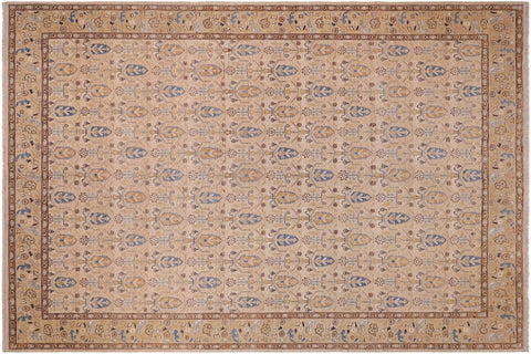 handmade Transitional Kafkaz Beige Tan Hand Knotted RECTANGLE 100% WOOL area rug 9' x 12'
