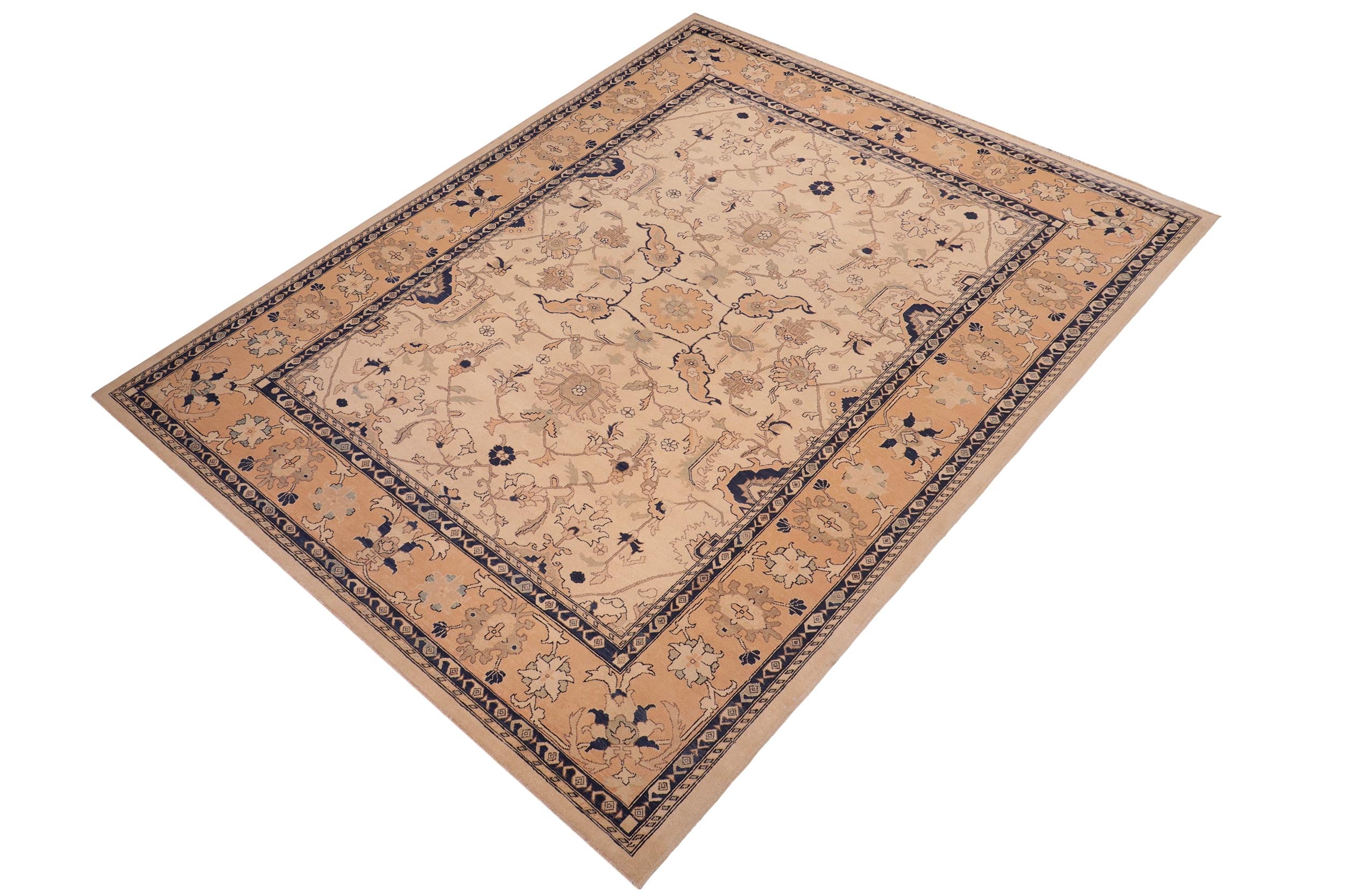handmade Traditional Kafkaz Beige Peach Hand Knotted RECTANGLE 100% WOOL area rug 9x11