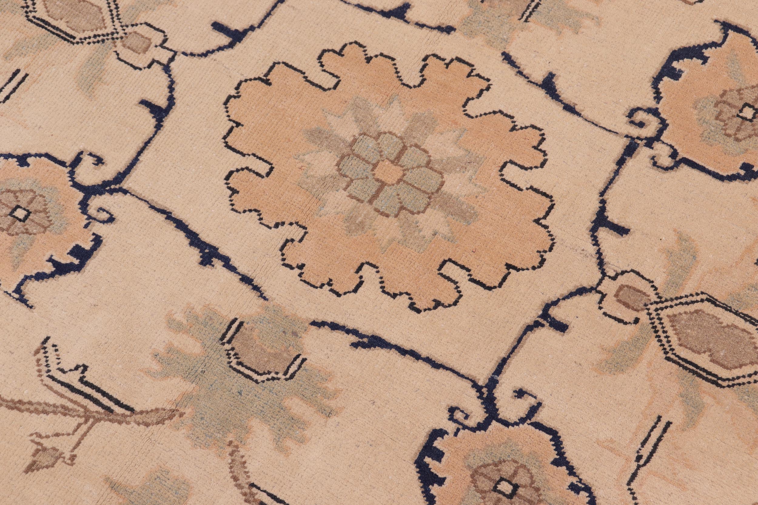 handmade Traditional Kafkaz Beige Peach Hand Knotted RECTANGLE 100% WOOL area rug 9x11