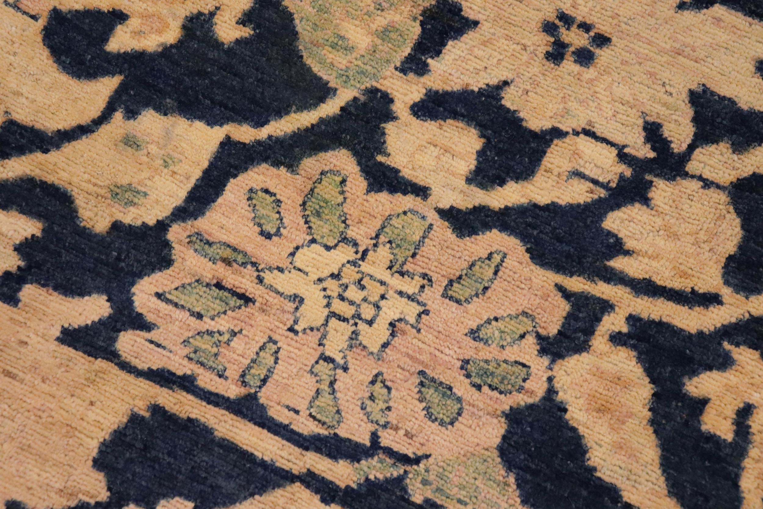 handmade Transitional Kafkaz Blue Beige Hand Knotted RECTANGLE 100% WOOL area rug 9' x 13'