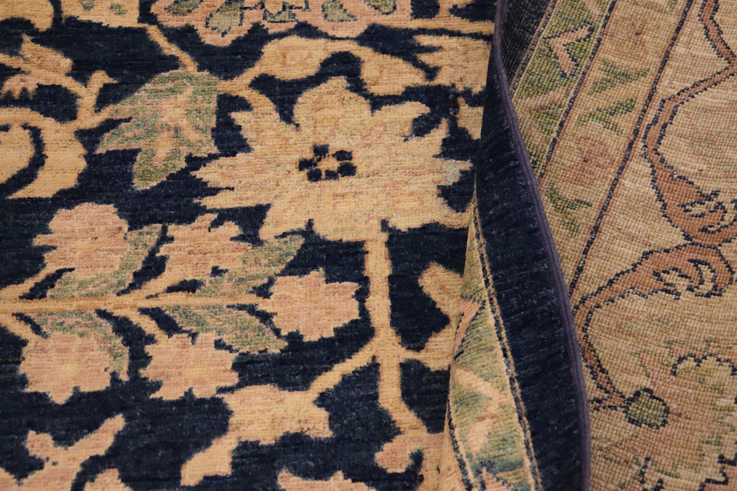 handmade Transitional Kafkaz Blue Beige Hand Knotted RECTANGLE 100% WOOL area rug 9' x 13'
