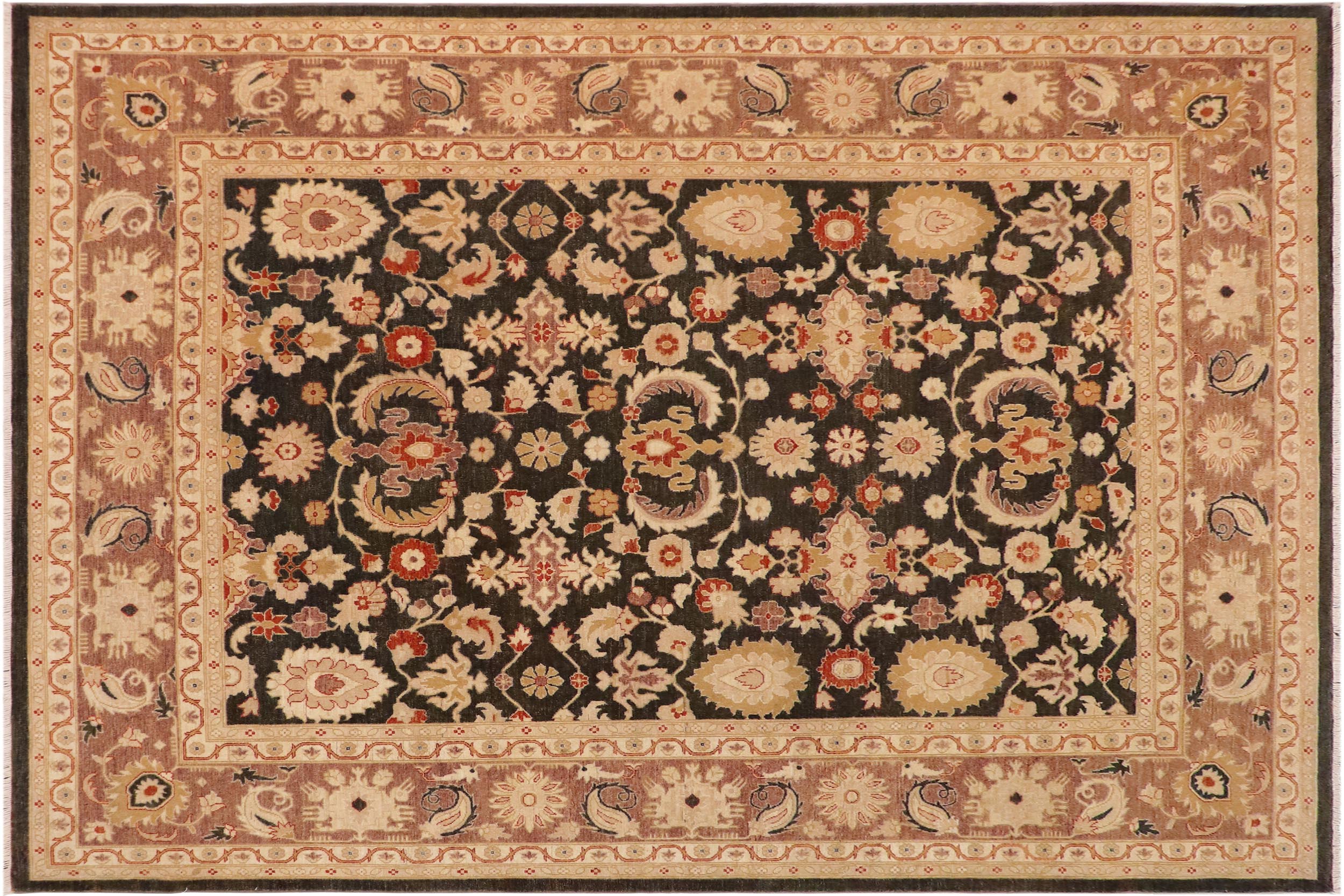 handmade Traditional Antique Charcoal Brown Hand Knotted RECTANGLE 100% WOOL area rug 9x12