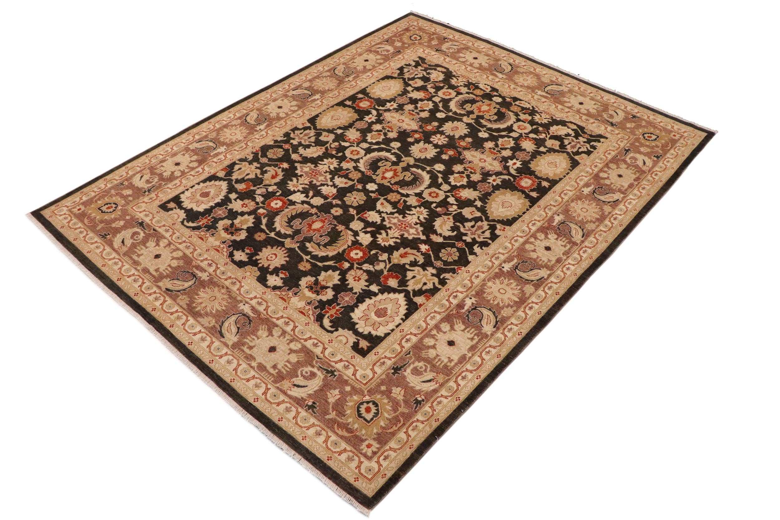 handmade Traditional Antique Charcoal Brown Hand Knotted RECTANGLE 100% WOOL area rug 9x12