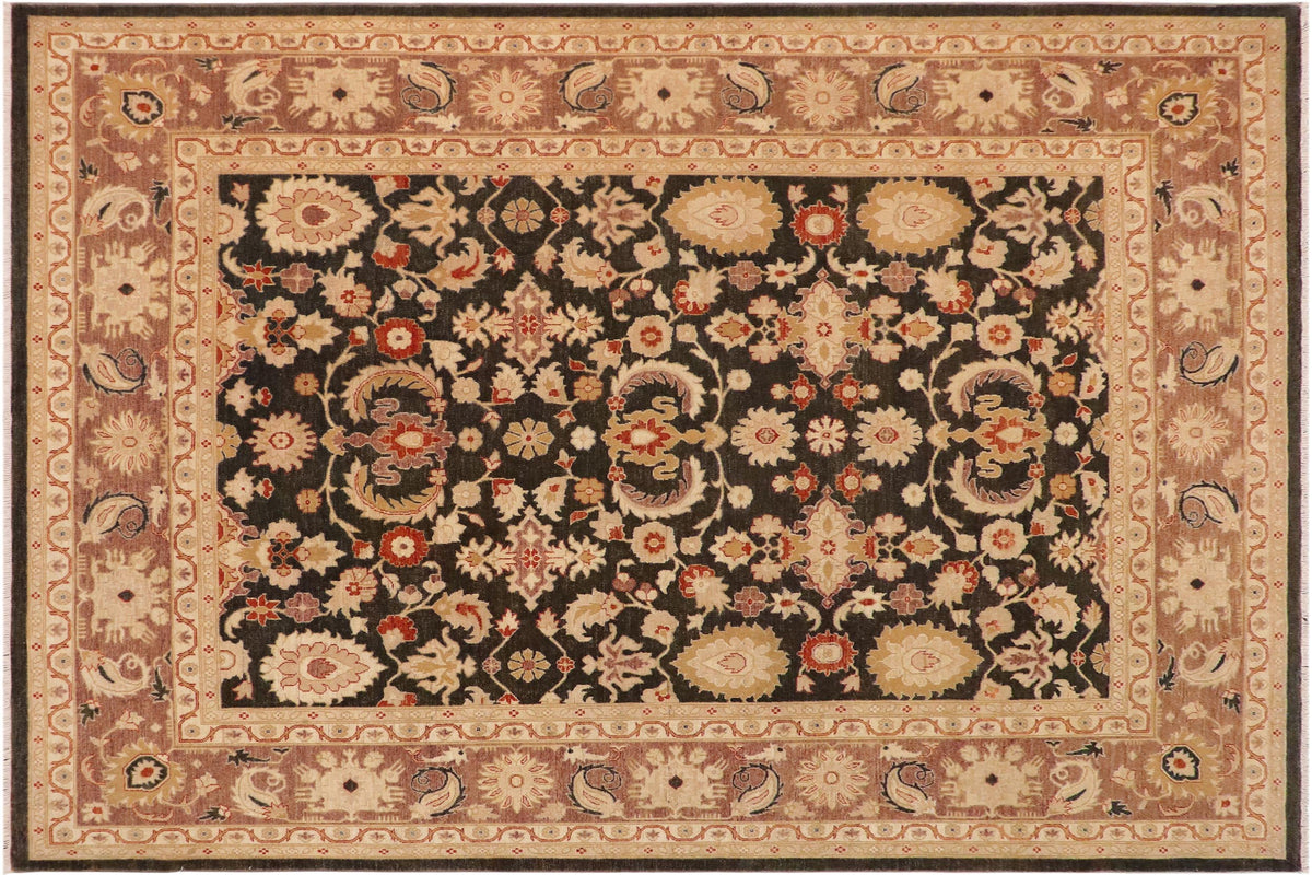 handmade Traditional Antique Charcoal Brown Hand Knotted RECTANGLE 100% WOOL area rug 9x12