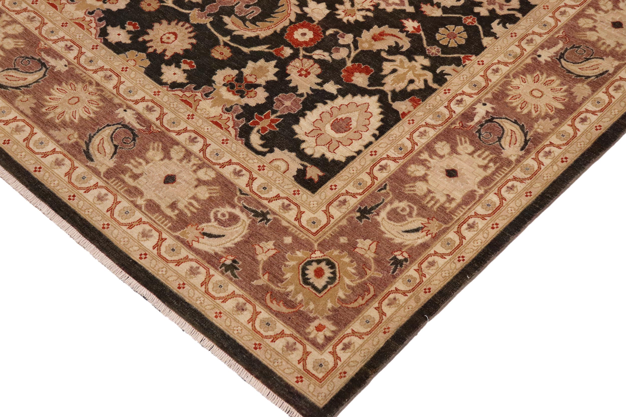 handmade Traditional Antique Charcoal Brown Hand Knotted RECTANGLE 100% WOOL area rug 9x12
