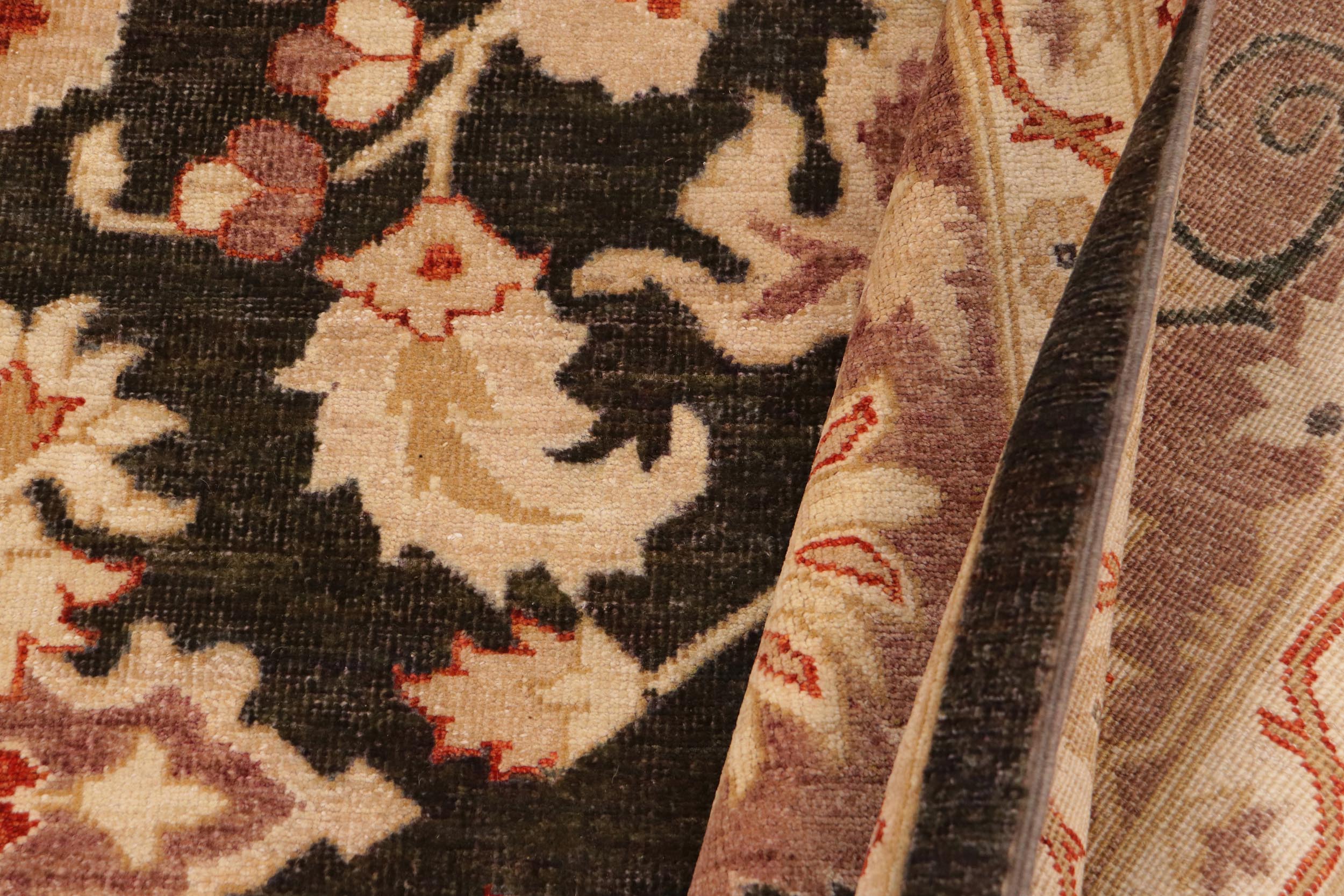 handmade Traditional Antique Charcoal Brown Hand Knotted RECTANGLE 100% WOOL area rug 9x12