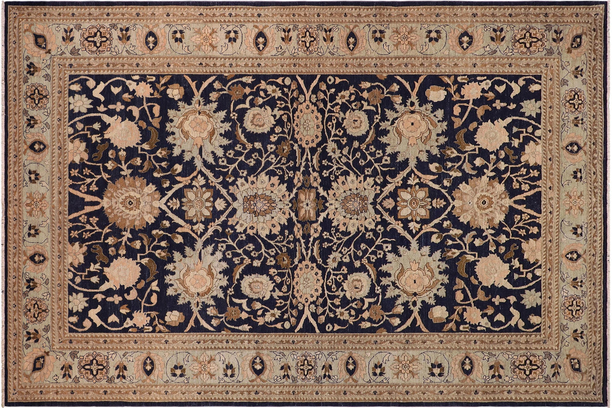 handmade Transitional Kafkaz Blue Green Hand Knotted RECTANGLE 100% WOOL area rug 9' x 13'