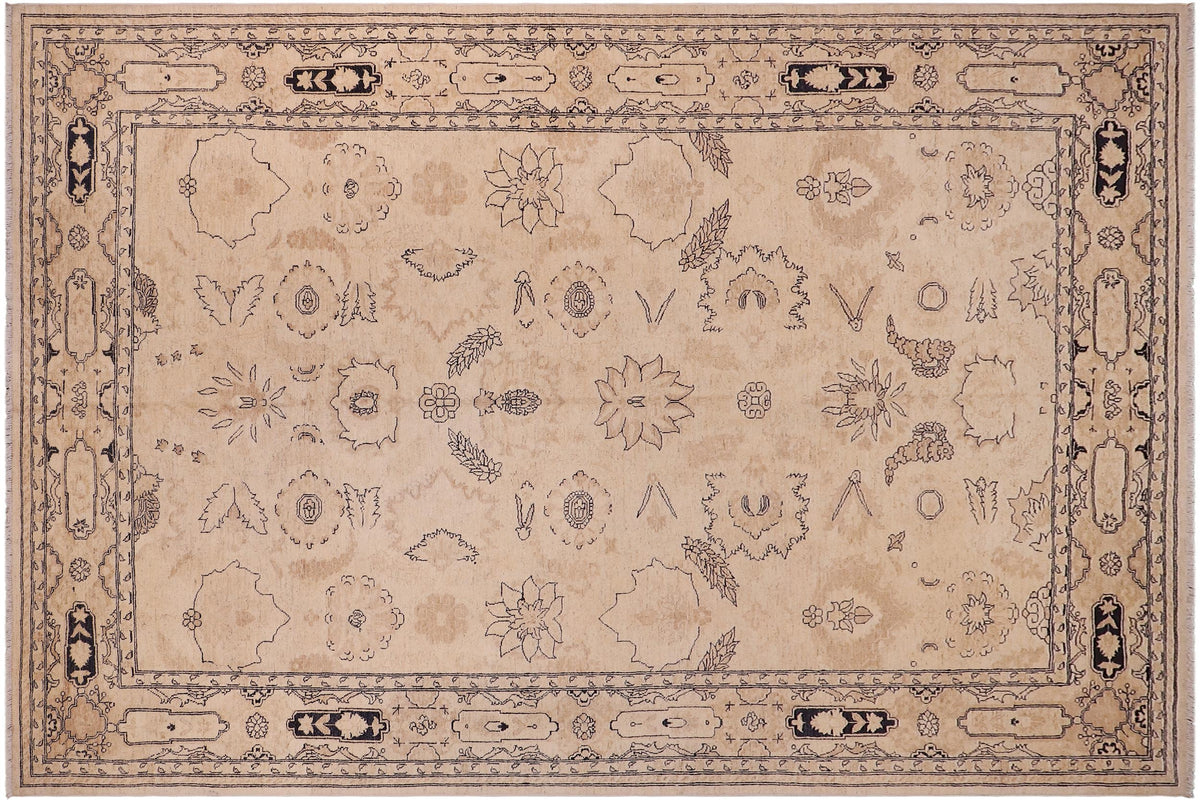 handmade Traditional Kafkaz Beige Tan Hand Knotted RECTANGLE 100% WOOL area rug 9x12