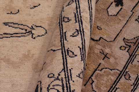 handmade Traditional Kafkaz Beige Tan Hand Knotted RECTANGLE 100% WOOL area rug 9x12