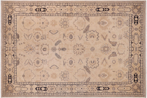 handmade Traditional Kafkaz Beige Tan Hand Knotted RECTANGLE 100% WOOL area rug 9x12