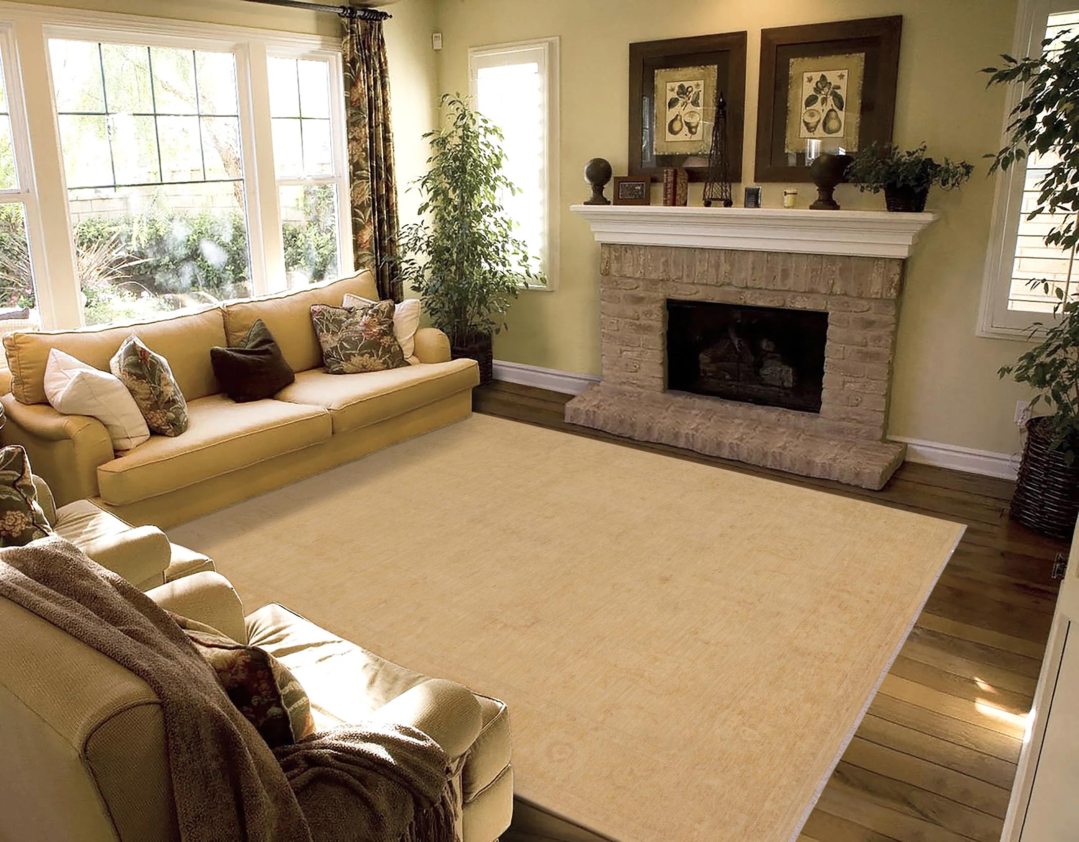 handmade Traditional Kafkaz Beige Tan Hand Knotted RECTANGLE 100% WOOL area rug 9x13