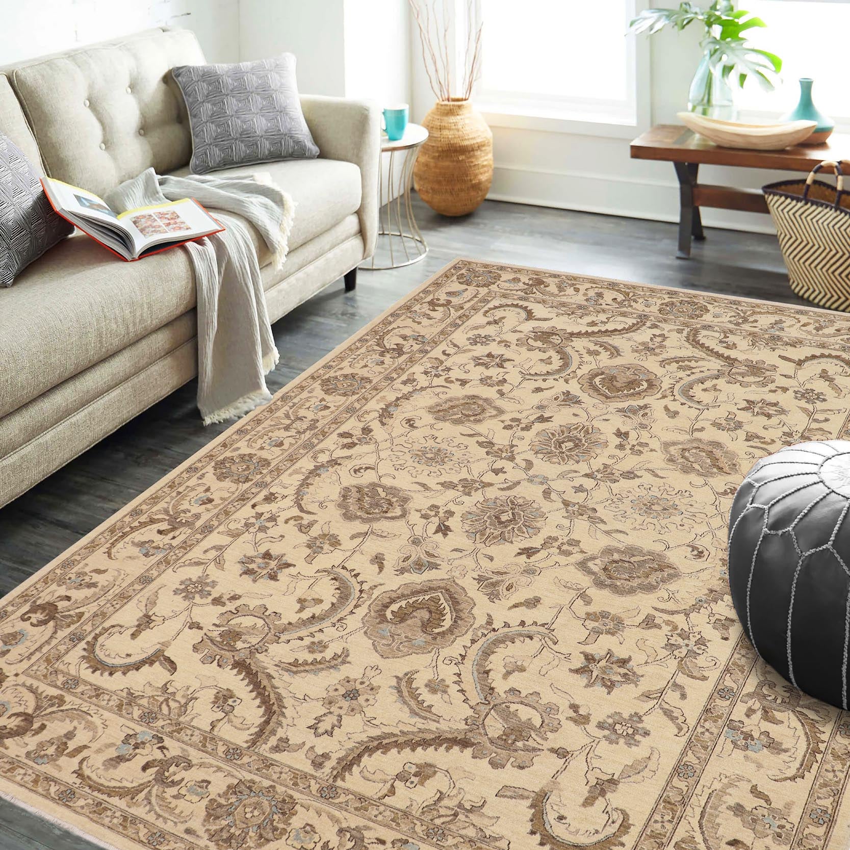 handmade Traditional Kafkaz Beige Blue Hand Knotted RECTANGLE 100% WOOL area rug 9x12