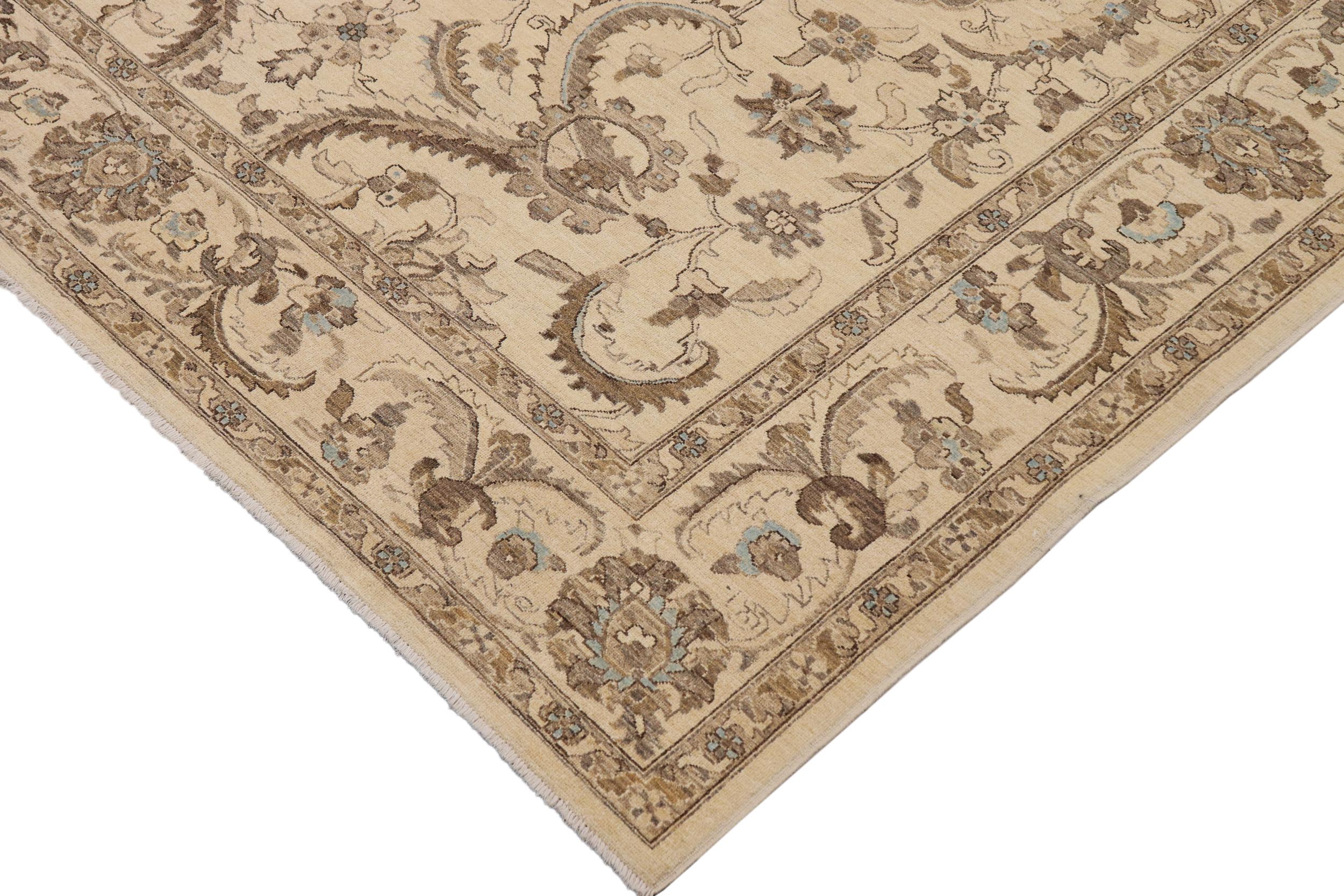 handmade Traditional Kafkaz Beige Blue Hand Knotted RECTANGLE 100% WOOL area rug 9x12