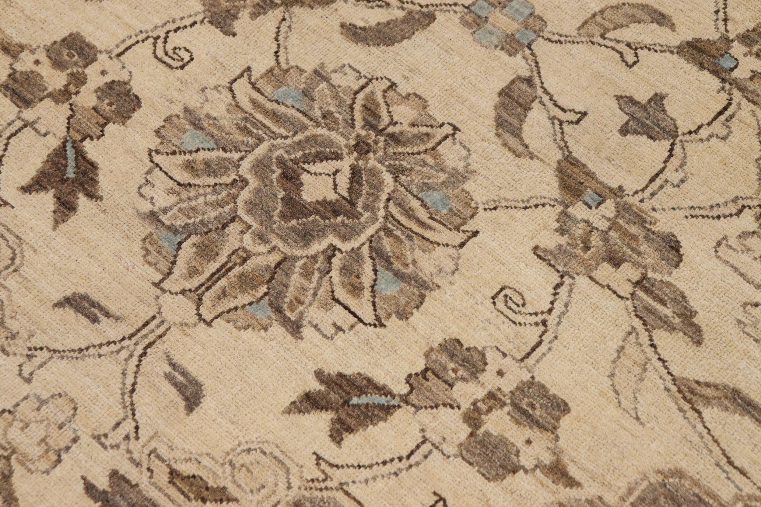 handmade Traditional Kafkaz Beige Blue Hand Knotted RECTANGLE 100% WOOL area rug 9x12
