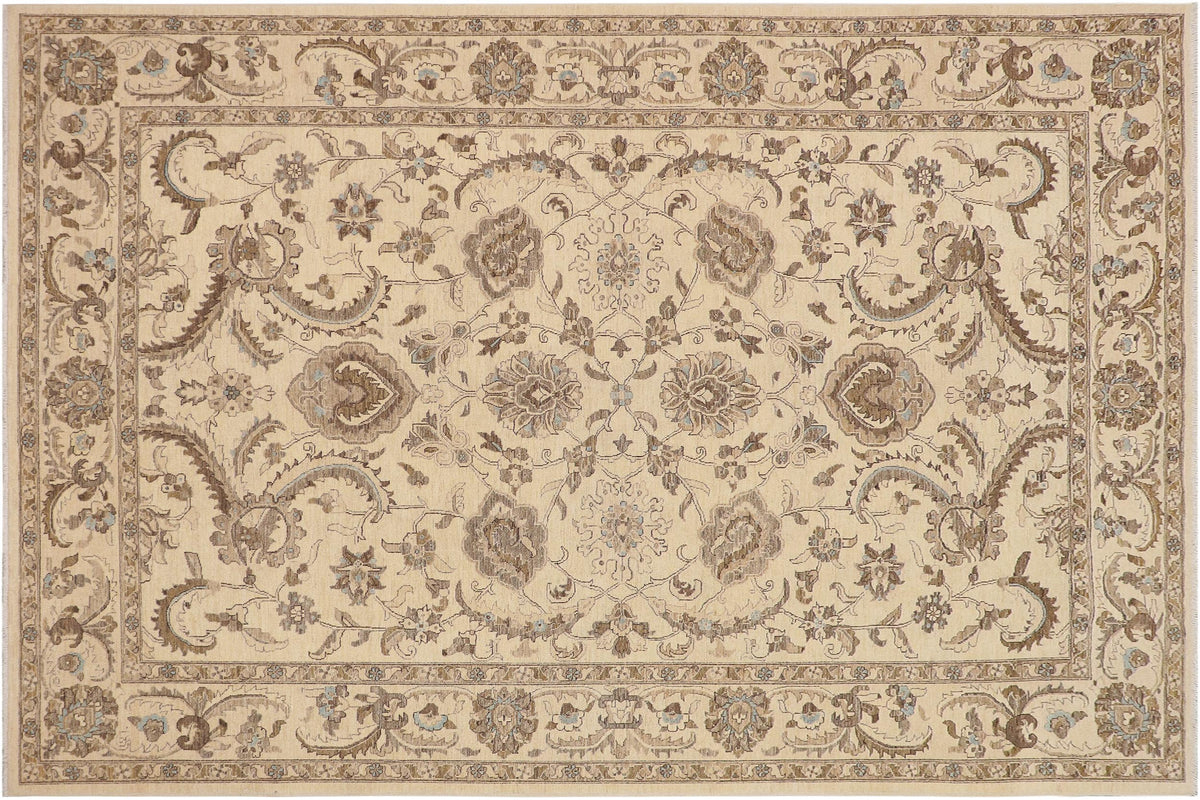 handmade Traditional Kafkaz Beige Blue Hand Knotted RECTANGLE 100% WOOL area rug 9x12