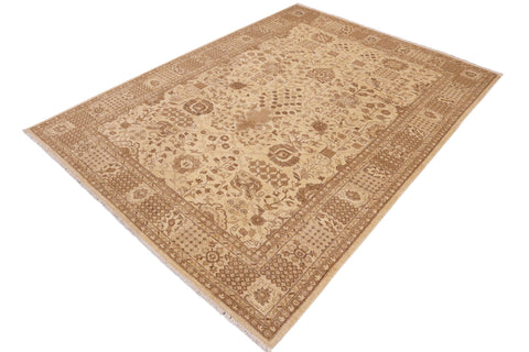 handmade Traditional Kafkaz Beige Tan Hand Knotted RECTANGLE 100% WOOL area rug 9x12