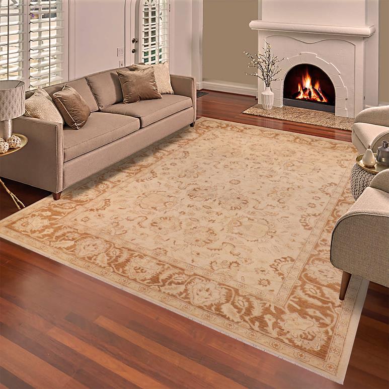 handmade Traditional Kafkaz Beige Brown Hand Knotted RECTANGLE 100% WOOL area rug 9 x 12