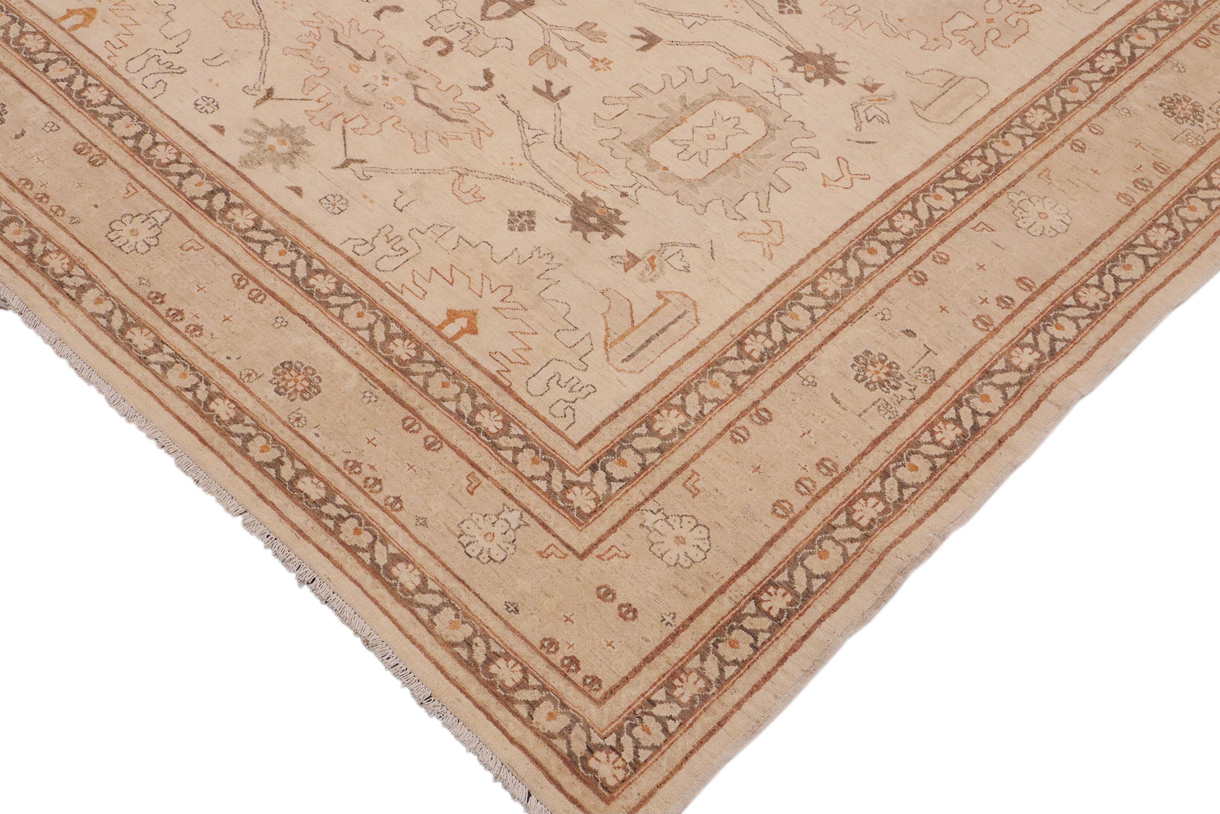 handmade Traditional Kafkaz Beige Tan Hand Knotted RECTANGLE 100% WOOL area rug 9x12