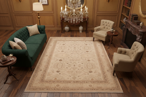 handmade Traditional Kafkaz Beige Tan Hand Knotted RECTANGLE 100% WOOL area rug 9x12