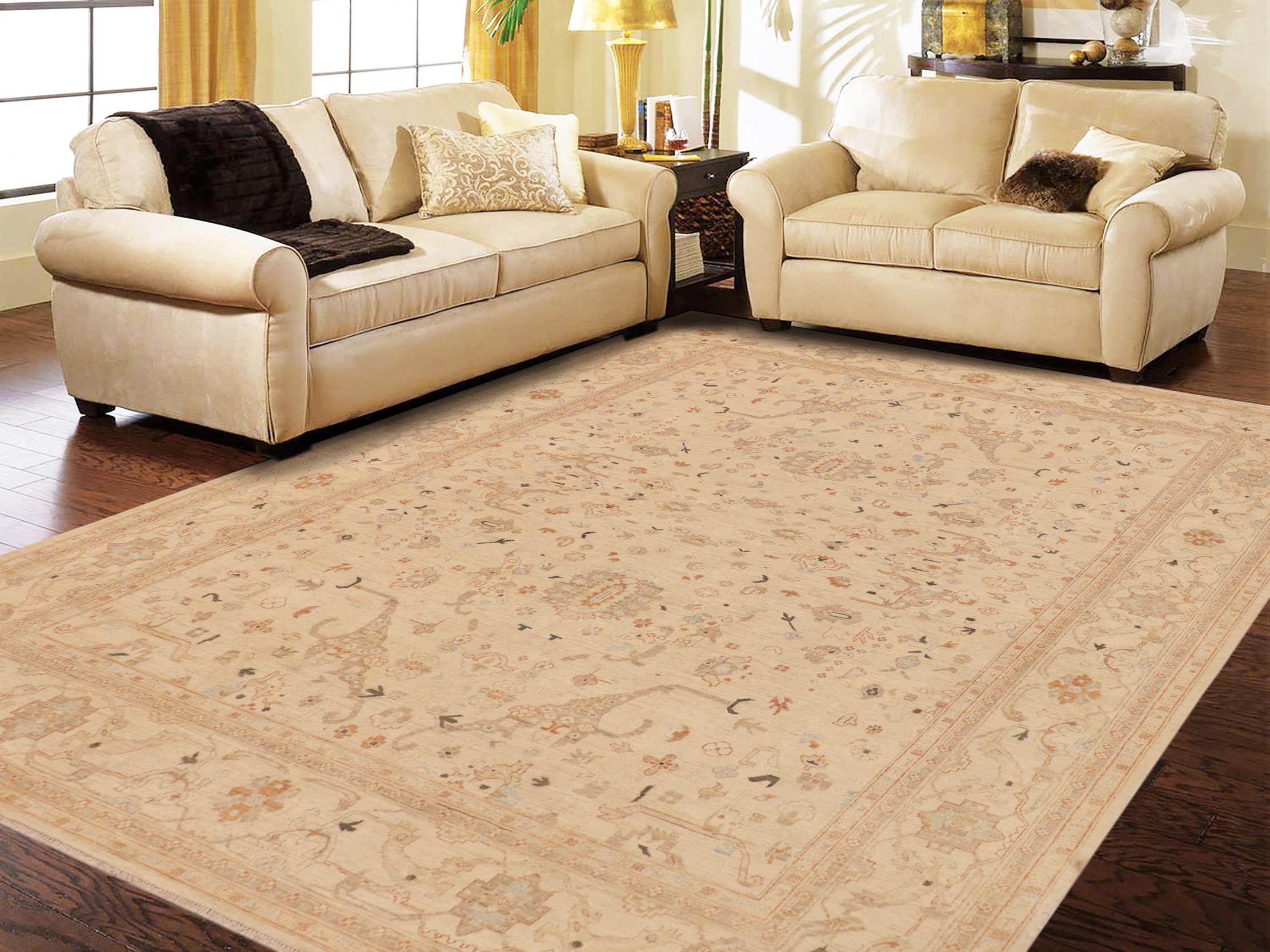 handmade Traditional Kafkaz Beige Rust Hand Knotted RECTANGLE 100% WOOL area rug 9x12