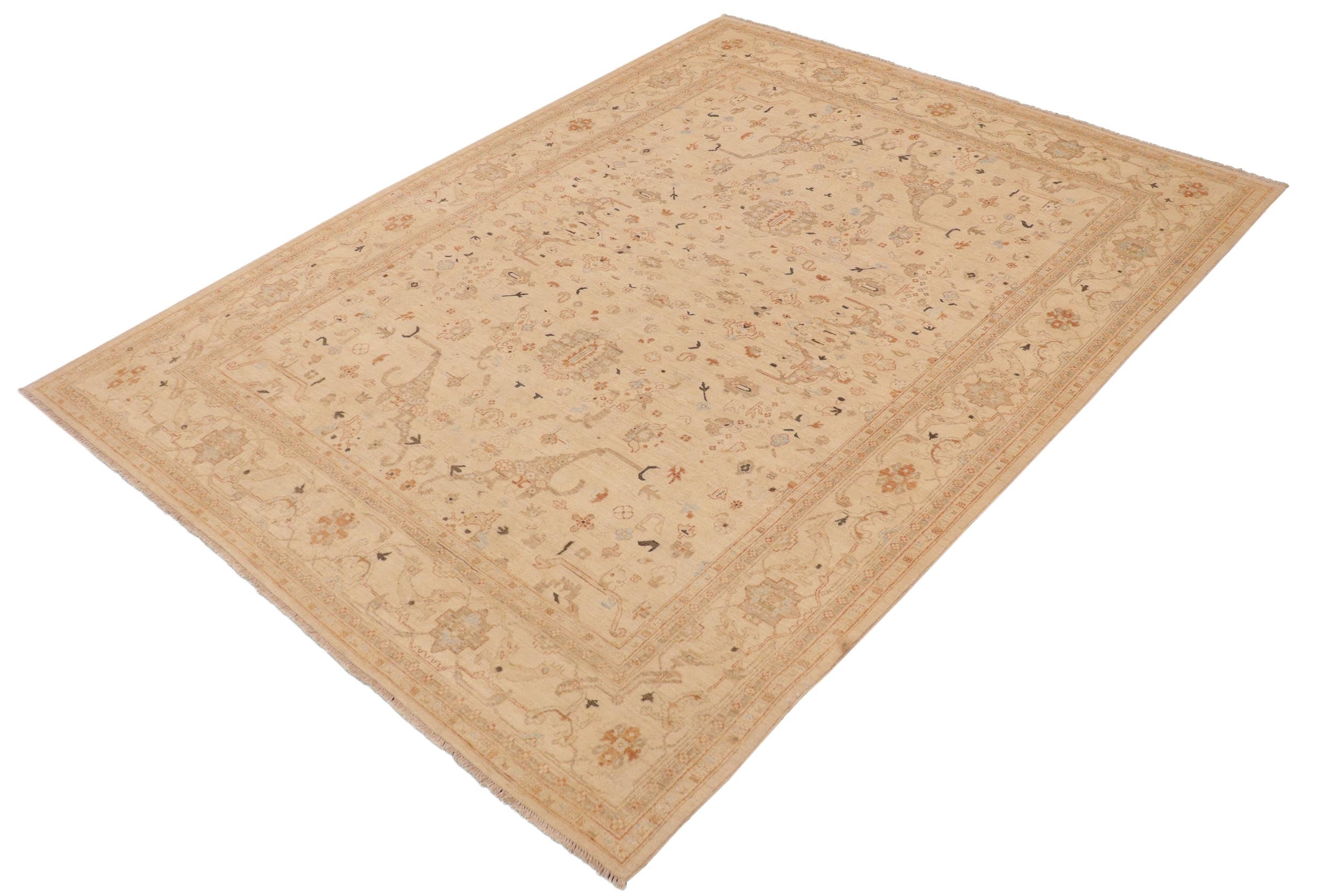 handmade Traditional Kafkaz Beige Rust Hand Knotted RECTANGLE 100% WOOL area rug 9x12