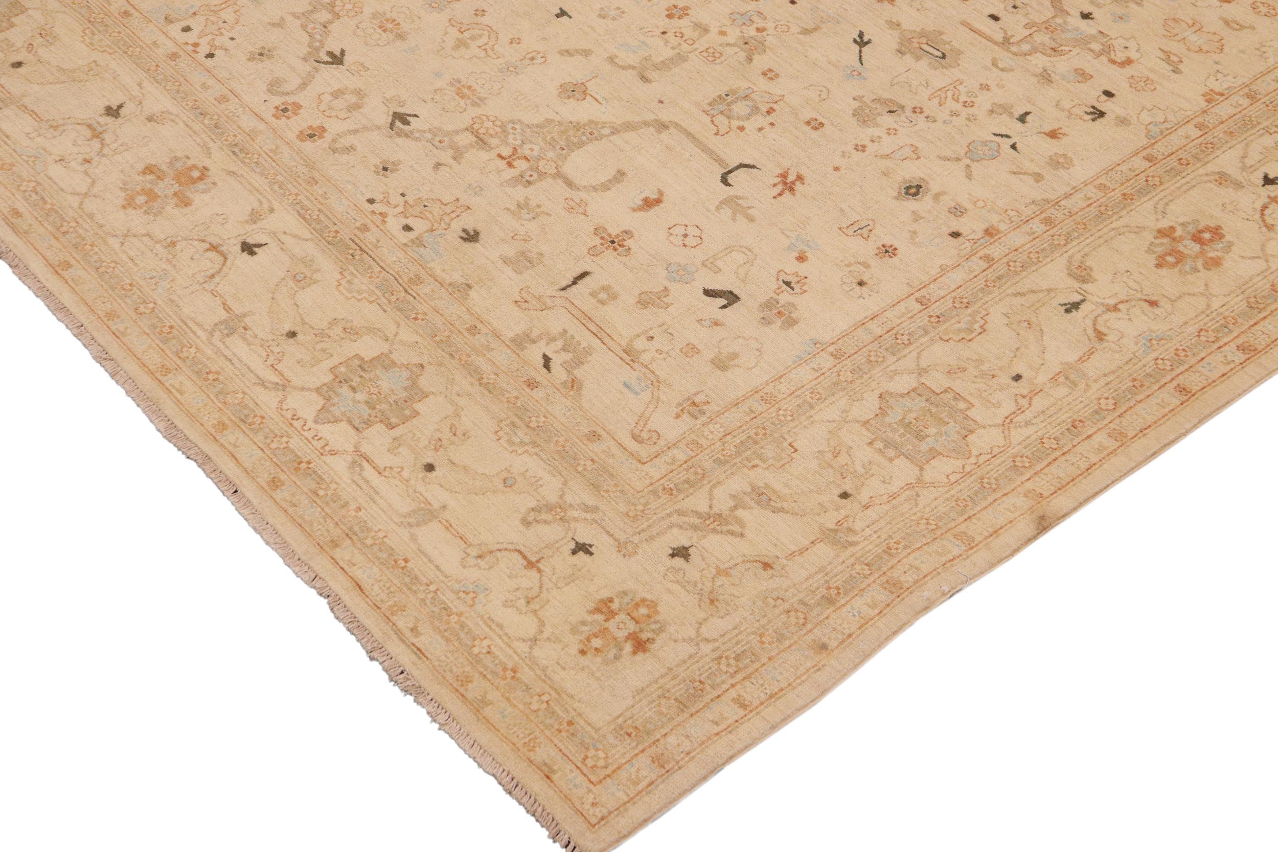 handmade Traditional Kafkaz Beige Rust Hand Knotted RECTANGLE 100% WOOL area rug 9x12