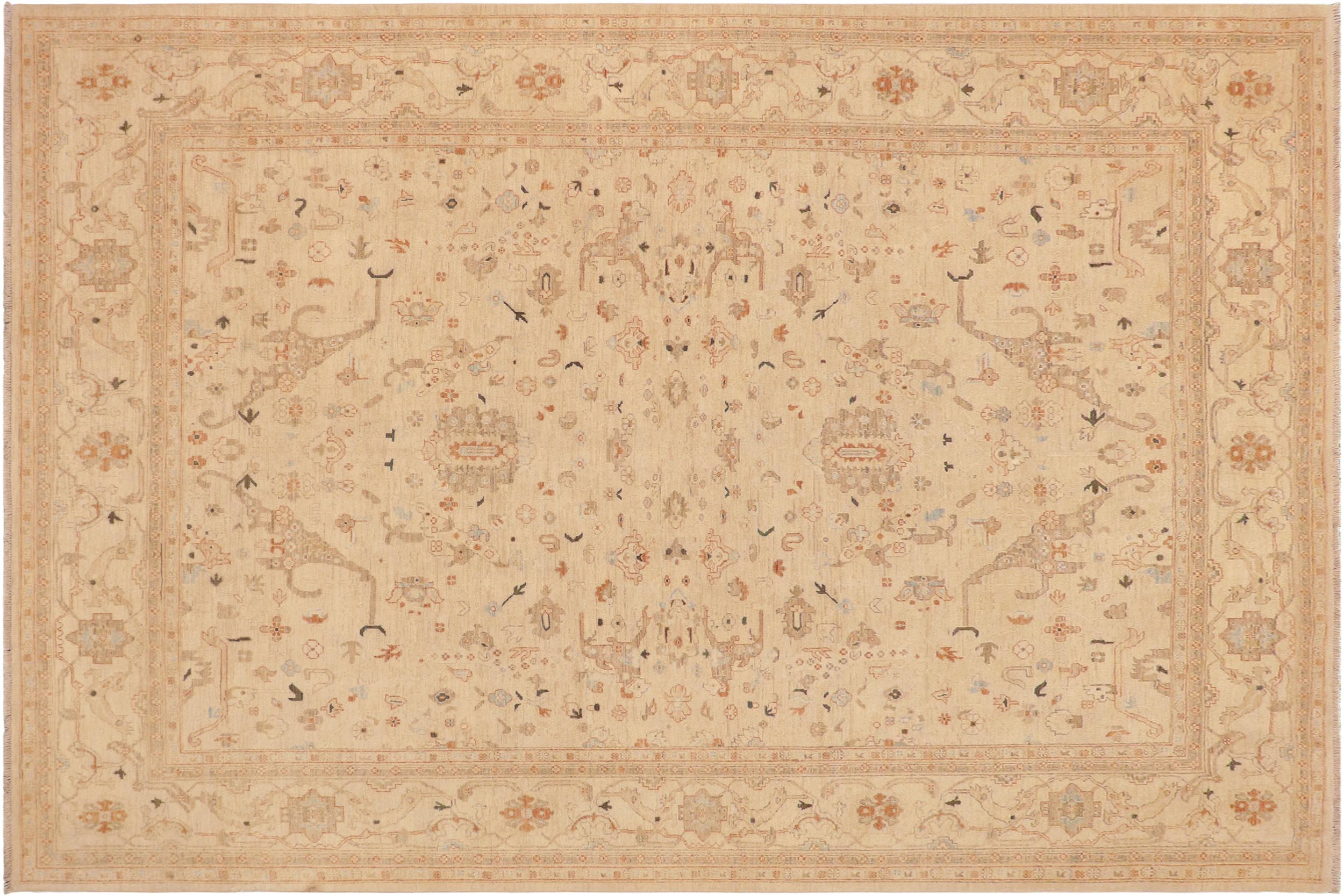 handmade Traditional Kafkaz Beige Rust Hand Knotted RECTANGLE 100% WOOL area rug 9x12