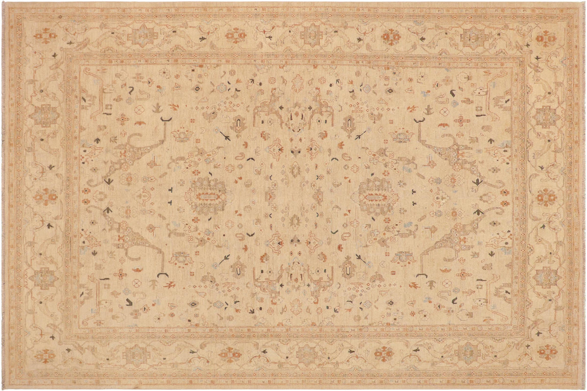 handmade Traditional Kafkaz Beige Rust Hand Knotted RECTANGLE 100% WOOL area rug 9x12