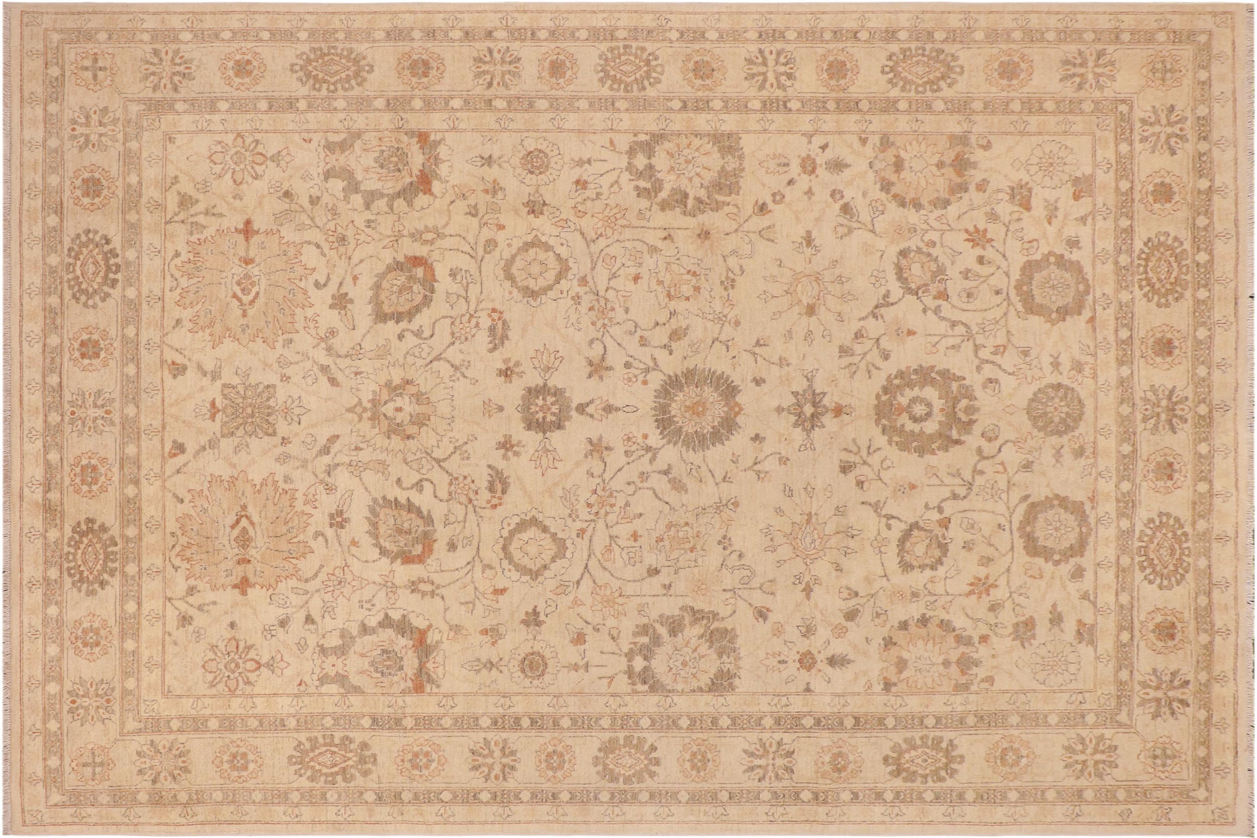 handmade Traditional Kafkaz Beige Rust Hand Knotted RECTANGLE 100% WOOL area rug 9x12