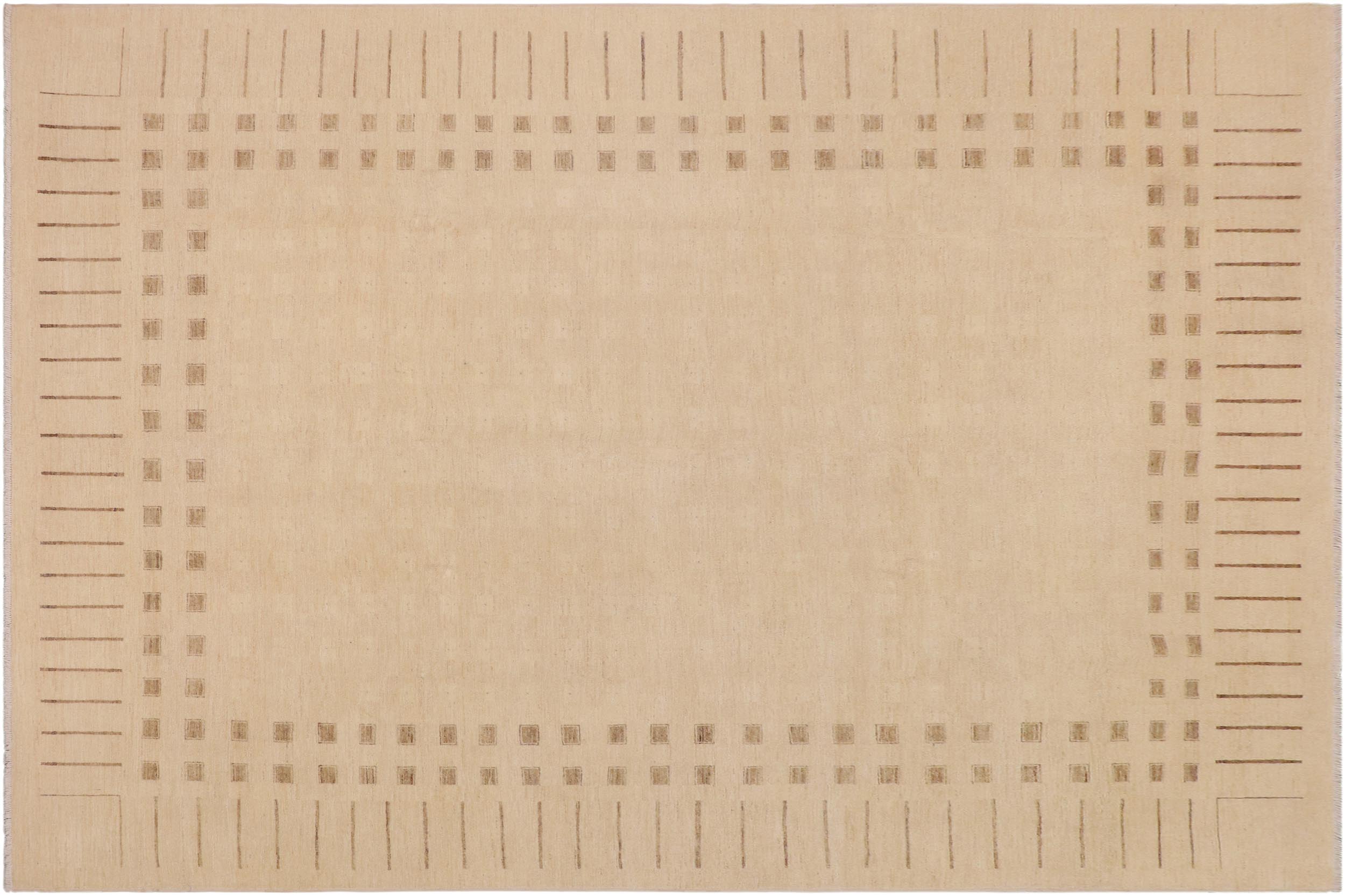 handmade Modern Kafkaz Beige Brown Hand Knotted RECTANGLE 100% WOOL area rug 9' x 12'