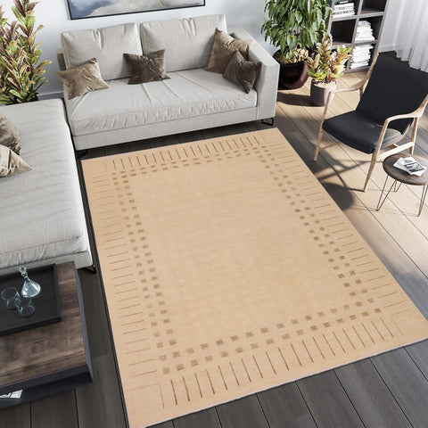 handmade Modern Kafkaz Beige Brown Hand Knotted RECTANGLE 100% WOOL area rug 9' x 12'