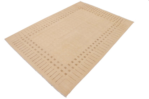 handmade Modern Kafkaz Beige Brown Hand Knotted RECTANGLE 100% WOOL area rug 9' x 12'