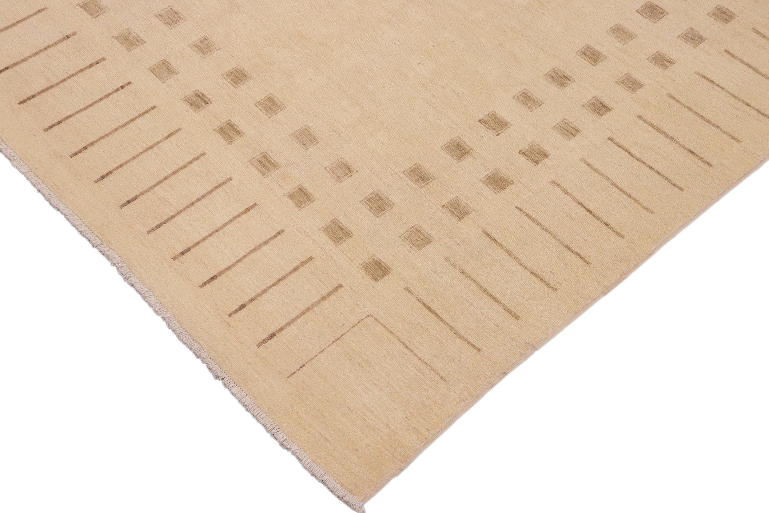 handmade Modern Kafkaz Beige Brown Hand Knotted RECTANGLE 100% WOOL area rug 9' x 12'