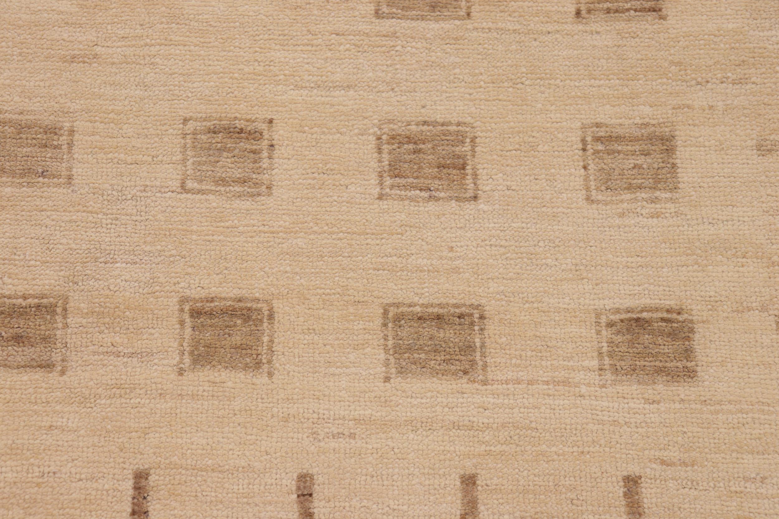 handmade Modern Kafkaz Beige Brown Hand Knotted RECTANGLE 100% WOOL area rug 9' x 12'