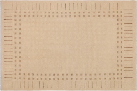handmade Modern Kafkaz Beige Brown Hand Knotted RECTANGLE 100% WOOL area rug 9' x 12'