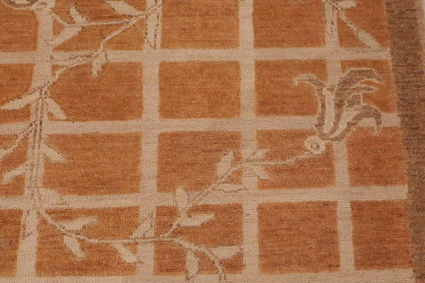 handmade Transitional Kafkaz Orange Beige Hand Knotted RECTANGLE 100% WOOL area rug 9X12