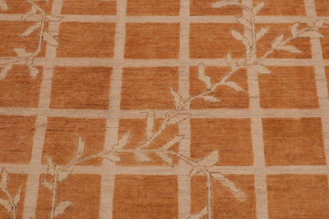 handmade Transitional Kafkaz Orange Beige Hand Knotted RECTANGLE 100% WOOL area rug 9X12