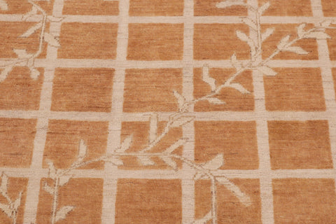 handmade Modern Kafkaz Orange Beige Hand Knotted RECTANGLE 100% WOOL area rug 9' x 12'