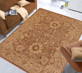 handmade Traditional Kafkaz Brown Beige Hand Knotted RECTANGLE 100% WOOL area rug 9 x 12