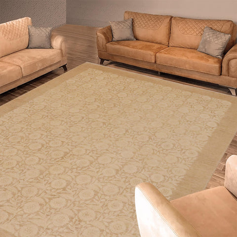 handmade Modern Kafkaz Beige Lt. Brown Hand Knotted RECTANGLE 100% WOOL area rug 9' x 12'