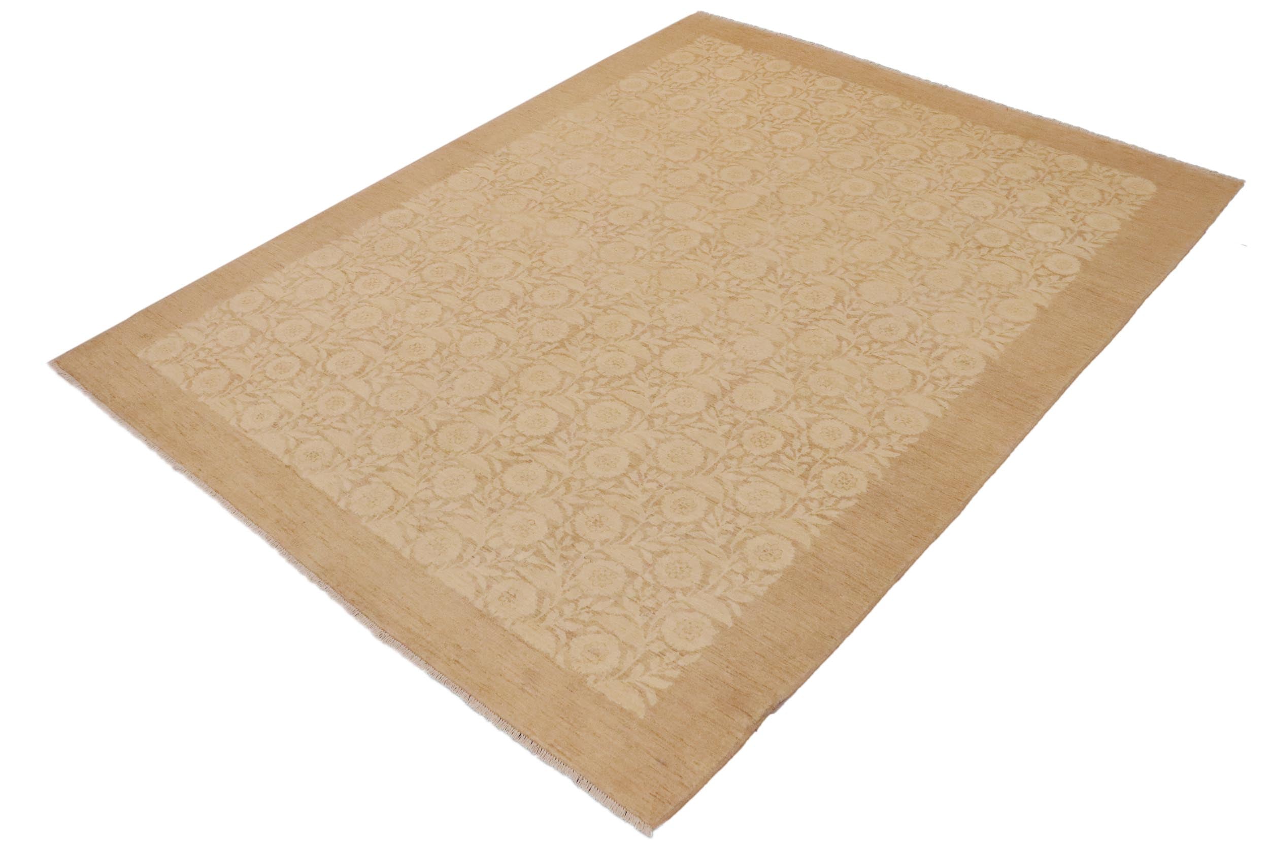 handmade Modern Kafkaz Beige Lt. Brown Hand Knotted RECTANGLE 100% WOOL area rug 9' x 12'