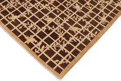 handmade Transitional Kafkaz Brown Beige Hand Knotted RECTANGLE 100% WOOL area rug 9X12