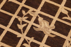 handmade Transitional Kafkaz Brown Beige Hand Knotted RECTANGLE 100% WOOL area rug 9X12