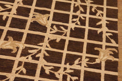 handmade Transitional Kafkaz Brown Beige Hand Knotted RECTANGLE 100% WOOL area rug 9X12